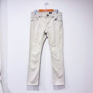 VOLCOM Beige Vorta Slim Straight Jeans | Cream Cotton Denim | Size 30*
